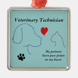 Veterinary Technician - Paw Prints on My Heart #2 Metal Tree Decoration