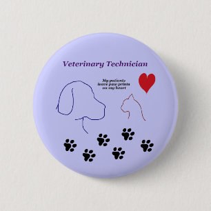 Veterinary Technician - Paw Prints on My Heart 6 Cm Round Badge