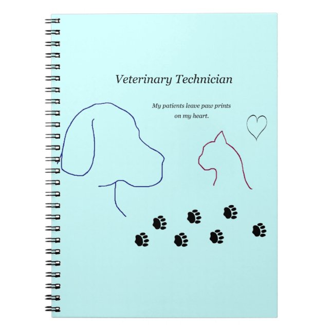 Veterinary Technician - Paw Prints on My Heart Notebook (Front)