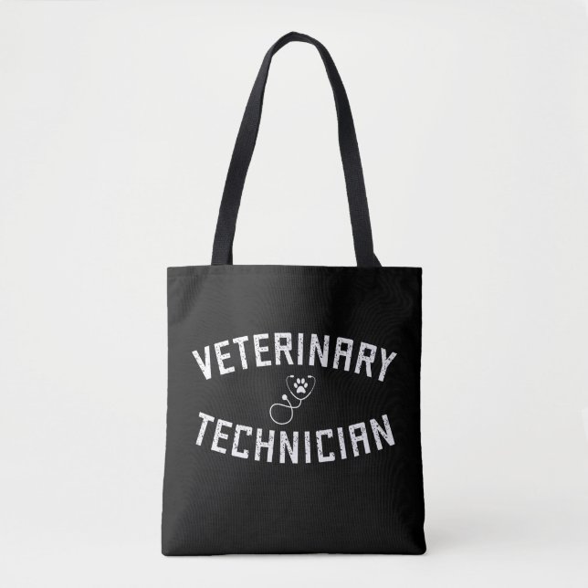 Veterinary Technician | Vet Tech Paw  Stethoscope Tote Bag (Front)