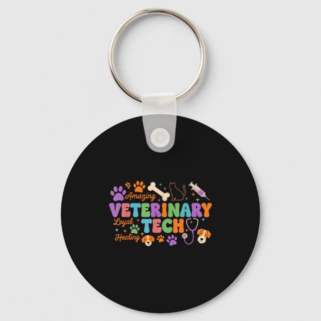 Veterinary Technician - Vet Tech Veterinarian Appr Key Ring (Front)