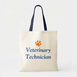 Veterinary Technician with Orange Paw Print Tote Bag