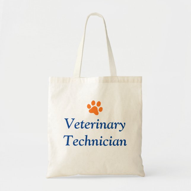 Veterinary Technician with Orange Paw Print Tote Bag (Front)