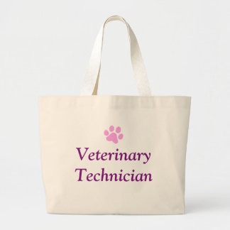 Veterinary Technician with Pink Paw Print Large Tote Bag