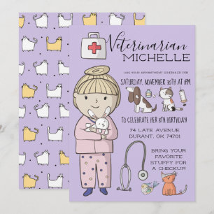 Veterinary Themed Kids Party Invitation