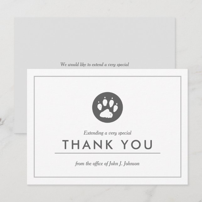 Veterinary Themed | Minimalist Flat Thank You (Front/Back)