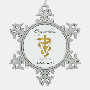 Veterinary White Coat Ceremony Congratulations Snowflake Pewter Christmas Ornament