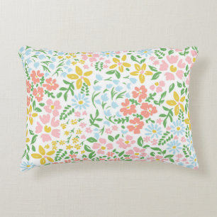 Vetor seamless floral colorful pattern on a white decorative cushion