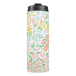 Vetor seamless floral colorful pattern on a white  thermal tumbler