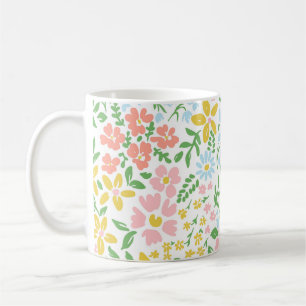 Vetor seamless floral colourful pattern on a white coffee mug