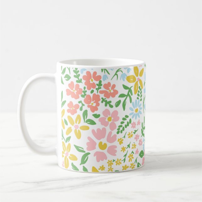 Vetor seamless floral colourful pattern on a white coffee mug (Left)
