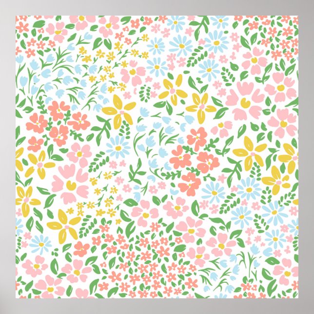 Vetor seamless floral colourful pattern on a white poster (Front)