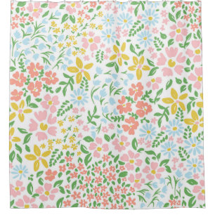 Vetor seamless floral colourful pattern on a white shower curtain