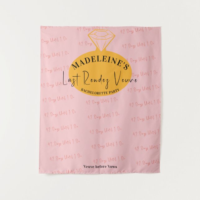Veuve Before Vows Bachelorette Photobooth Backdrop Tapestry (Front)