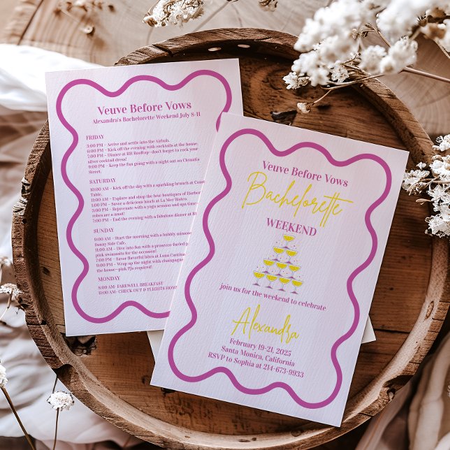 Veuve Before Vows Bachelorette Weekend Itinerary Invitation (Creator Uploaded)