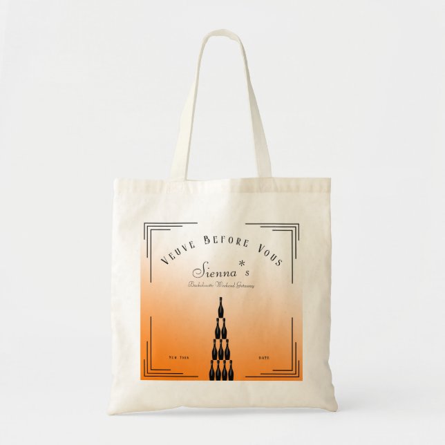 Veuve Before Vows Champagne Tower Bachelorette Tote Bag (Front)