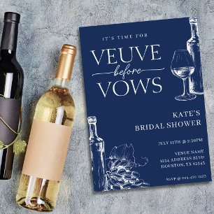 Veuve Before Vows Navy Blue & White Bridal Shower Invitation