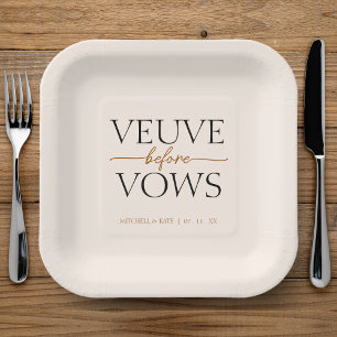 Veuve Before Vows Tan Brown Bridal Shower Paper Plate