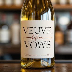 Veuve Before Vows Tan Brown Bridal Shower Sparkling Wine Label