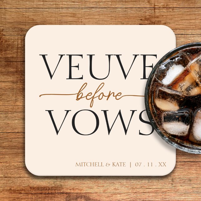 Veuve Before Vows Tan Brown Bridal Shower Square Paper Coaster (Veuve Before Vows Tan Brown Bridal Shower Square Paper Coaster
)