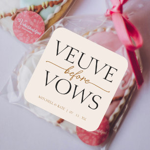 Veuve Before Vows Tan Brown Bridal Shower Square Sticker