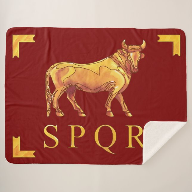 Vexilla SPQR Bull Sherpa Blanket (Front (Horizontal))