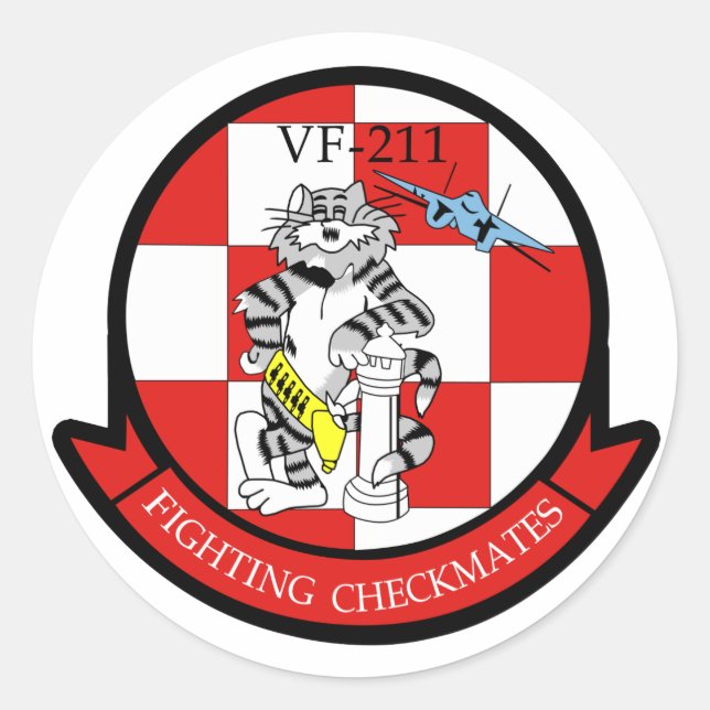 VF-211 Fighting Checkmates Classic Round Sticker (Front)