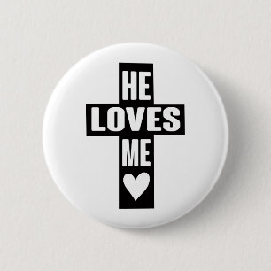 vHe Loves Me Love Like Jesus Quotes Gospel Graphic 6 Cm Round Badge