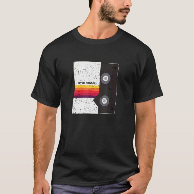 Vhs Retro Nostalgia Retro Stripe Cover Never Forge T-Shirt (Front)