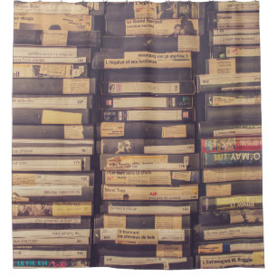 VHS TAPE LOT SHOWER CURTAIN