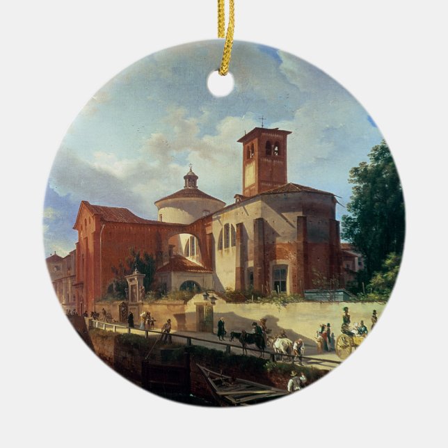 Via Fatabene Fratelli, Milan, 1830 Ceramic Tree Decoration (Front)