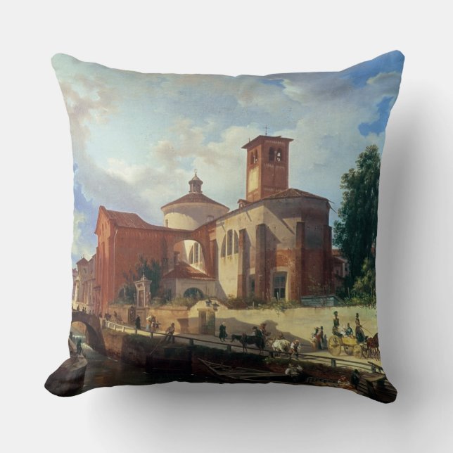 Via Fatabene Fratelli, Milan, 1830 Cushion (Front)