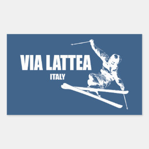 Via Lattea Skier Rectangular Sticker
