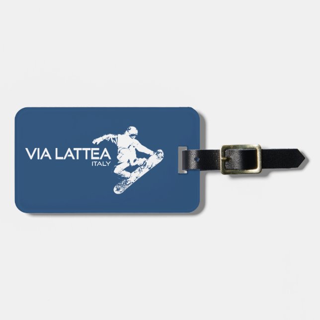 Via Lattea Snowboarder Luggage Tag (Front Horizontal)