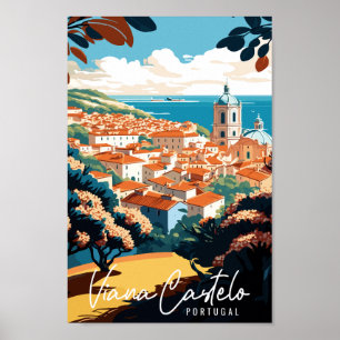Viana Castelo Portugal vintage travel illustration Poster