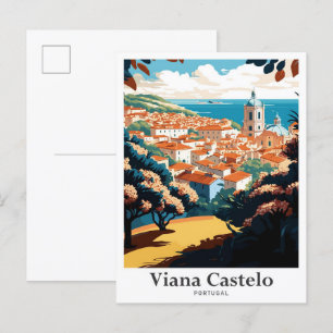 Viana Castelo Vintage Travel Illustration Postcard
