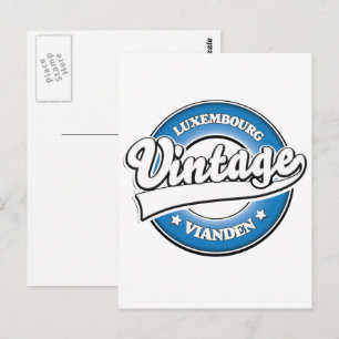 Vianden luxembourg retro logo postcard