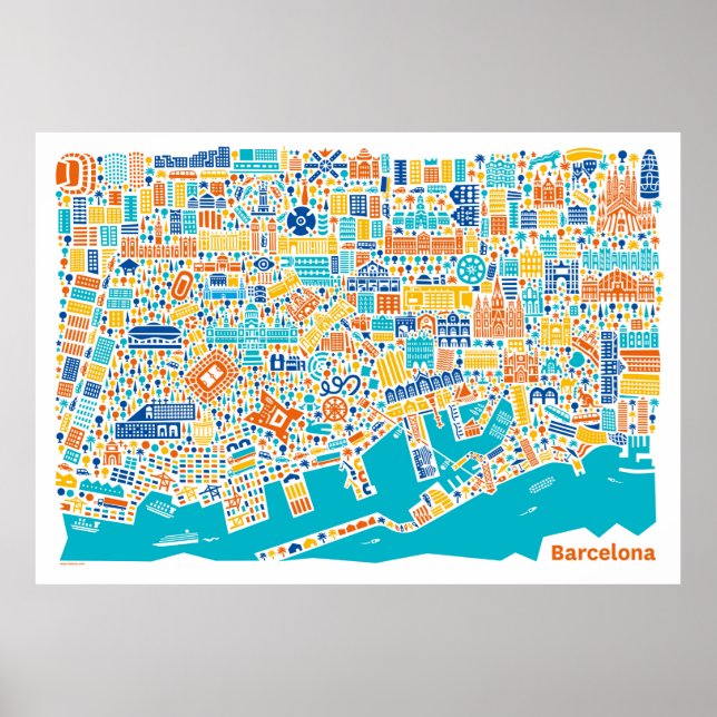 Vianina Barcelona City Map Poster (Front)