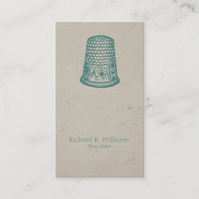 Viantage Thimble Dress Maker Seamstress Business Card (Front)