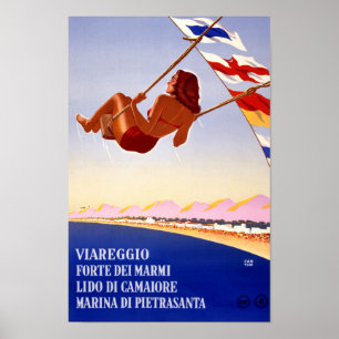 Viareggio Italy Vintage Travel Poster Restored