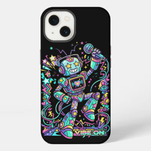 VIBE ON Neon Robot DJ – Colorful Music Mascot Stre iPhone 13 Case
