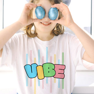 Vibe typo text t shirt with colourful stipes DPArt