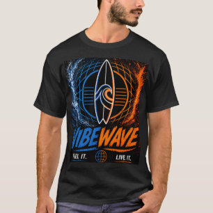 Vibe Wave Neon Surf Poster – Retro Synthwave Aesth T-Shirt