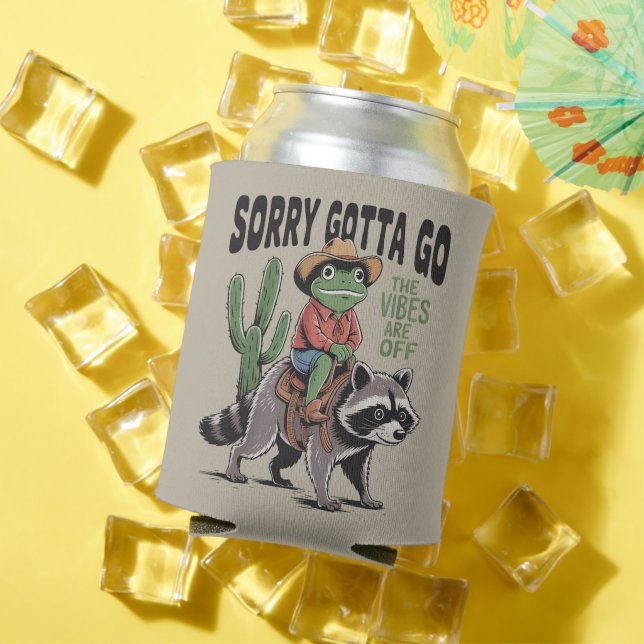 Vibes Are Off Sorry Gotta Go Vintage Frog Funny  Can Cooler (In Situ Summer)