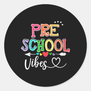 Vibes Back To School Retro Pre-k Teachers Classic Round Sticker