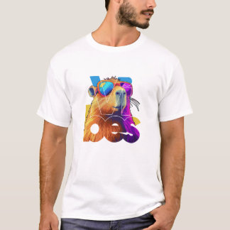 Vibes Capybara Retro Design T-Shirt