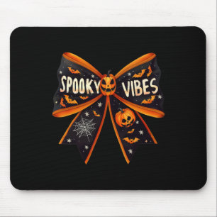 Vibes Coquette Bow Groovy Halloween Women Girls Ki Mouse Mat