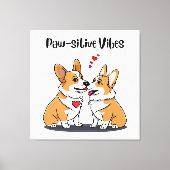  Vibes Corgis in Love Canvas Print (Front)