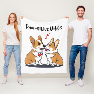 Vibes Corgis in Love Fleece Blanket