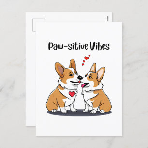 Vibes Corgis in Love Holiday Postcard